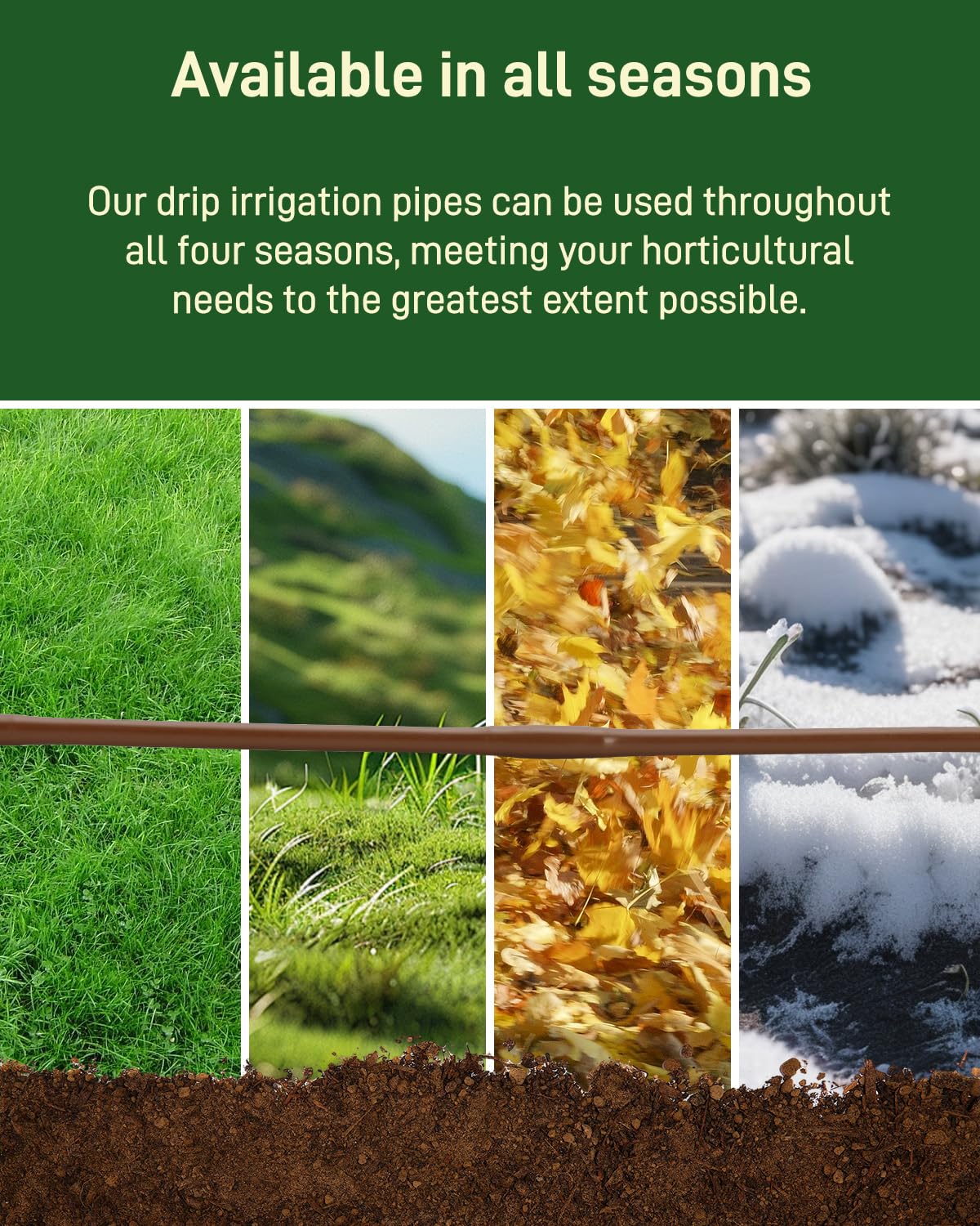 1/4" Drip Irrigation Tubing with 6" Emitter Spacing, (650 Ft Roll) Hydroponics Dripline with Built-in 0.5 GPH Dripper, Saving 80% Water, Drip Line for Garden Irrigation and Raised Beds (Brown)