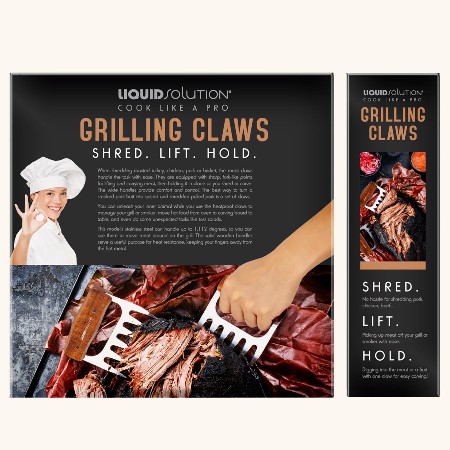 Premium 18/8 Stainless Steel Meat Shredder Claws with Wooden Handles – Effortlessly Shred, Pull & Serve Pork, Turkey, Chicken & Brisket – Perfect BBQ Gift Idea