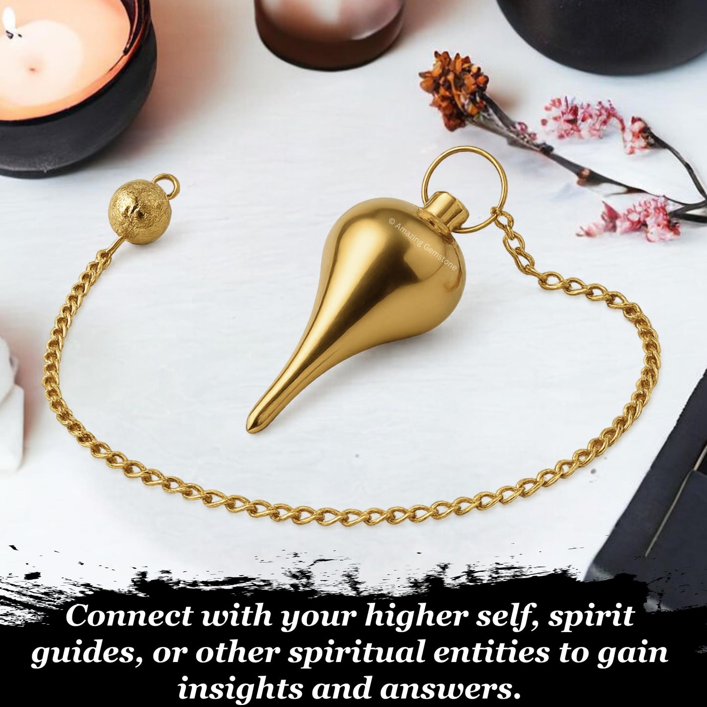 Amazing Gemstone Healing Metal Pendulums for Divination, Gold Dome Cone Point Steel Copper Pendulum High Energy Pendulo de Bronce Pendulos de Mesa MP118