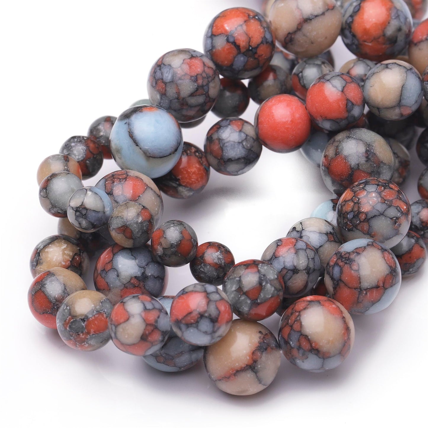 Chicager Natural Stone Beads for Jewelry Making,8mm Colorful Imperial Jasper Polished Smooth Round Gemstone Beads for Bracelet Necklace 15 Inch