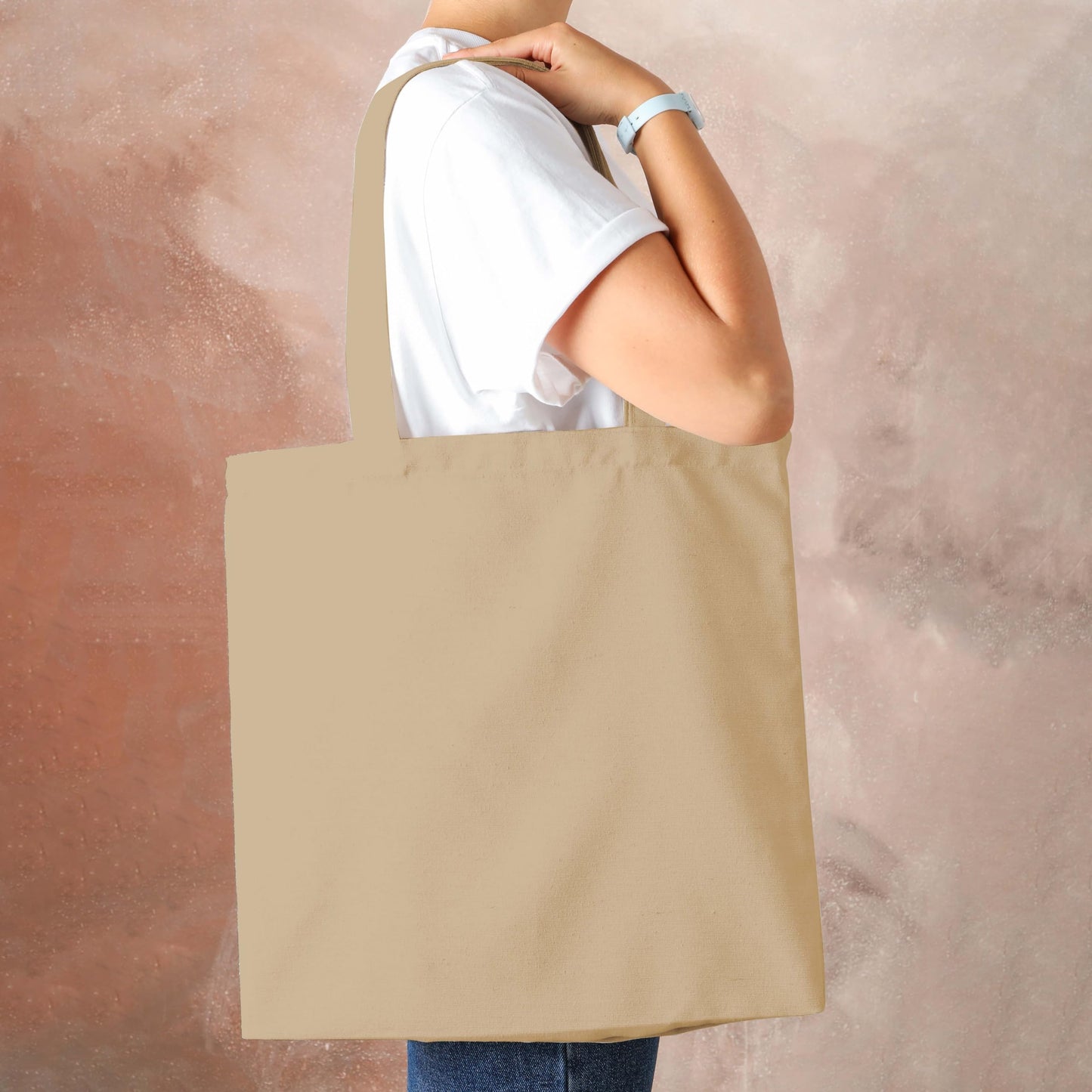 Urban Villa 12 Pack Reusable Grocery Bags 15’’x16’’ with 27’’ long Handle Beige Color 100% Cotton Tote Bags Medium Weight Grocery Shopping Cloth Bags Great Choice for Promotion Gift DIY Advertising