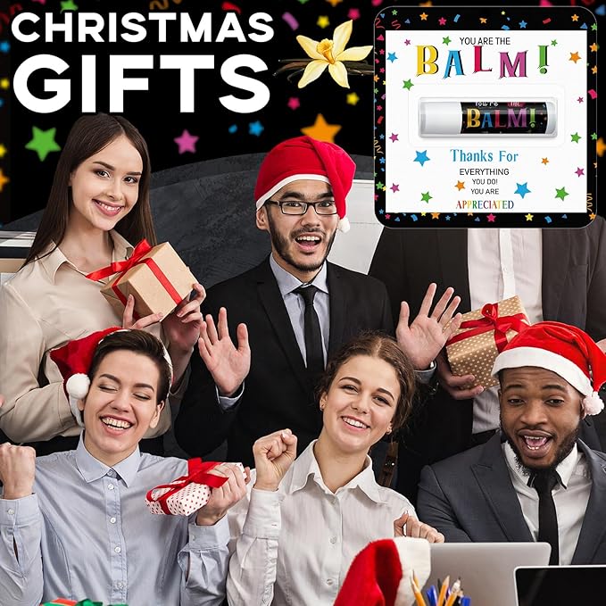 150 Pack Christmas Employee Appreciation Gift Bulk Lip Balm Teacher Staff Team Xmas Thank You Gift You're the Balm Thanksgiving Party Favors Christmas Stocking Stuffers for Women Men Volunteer