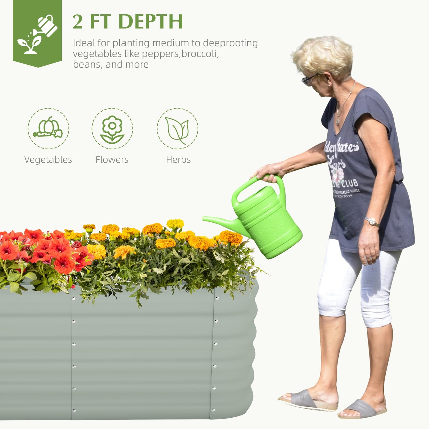 Galvanized Raised Garden Bed, Outdoor Planter Bed, Metal Planter Box for Gardening and Planting,4x2x1.5ft, Light Green