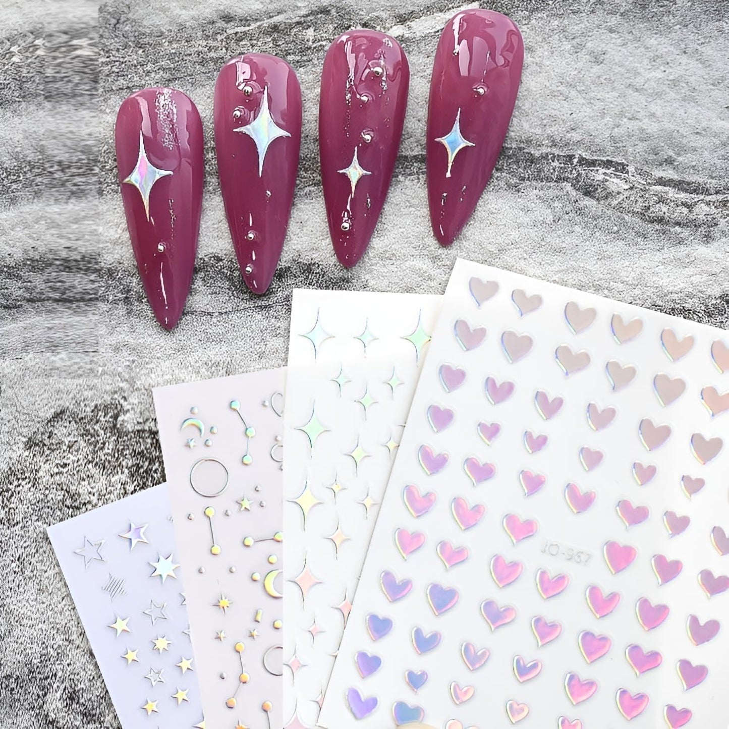 White Bow Nail Stickers for Nail Art 5D Self Adhesive White Nails Art Stickers Bow Nail Decals with Rhinestone Design Embossed Bow Decoration Accessories for Women Girls