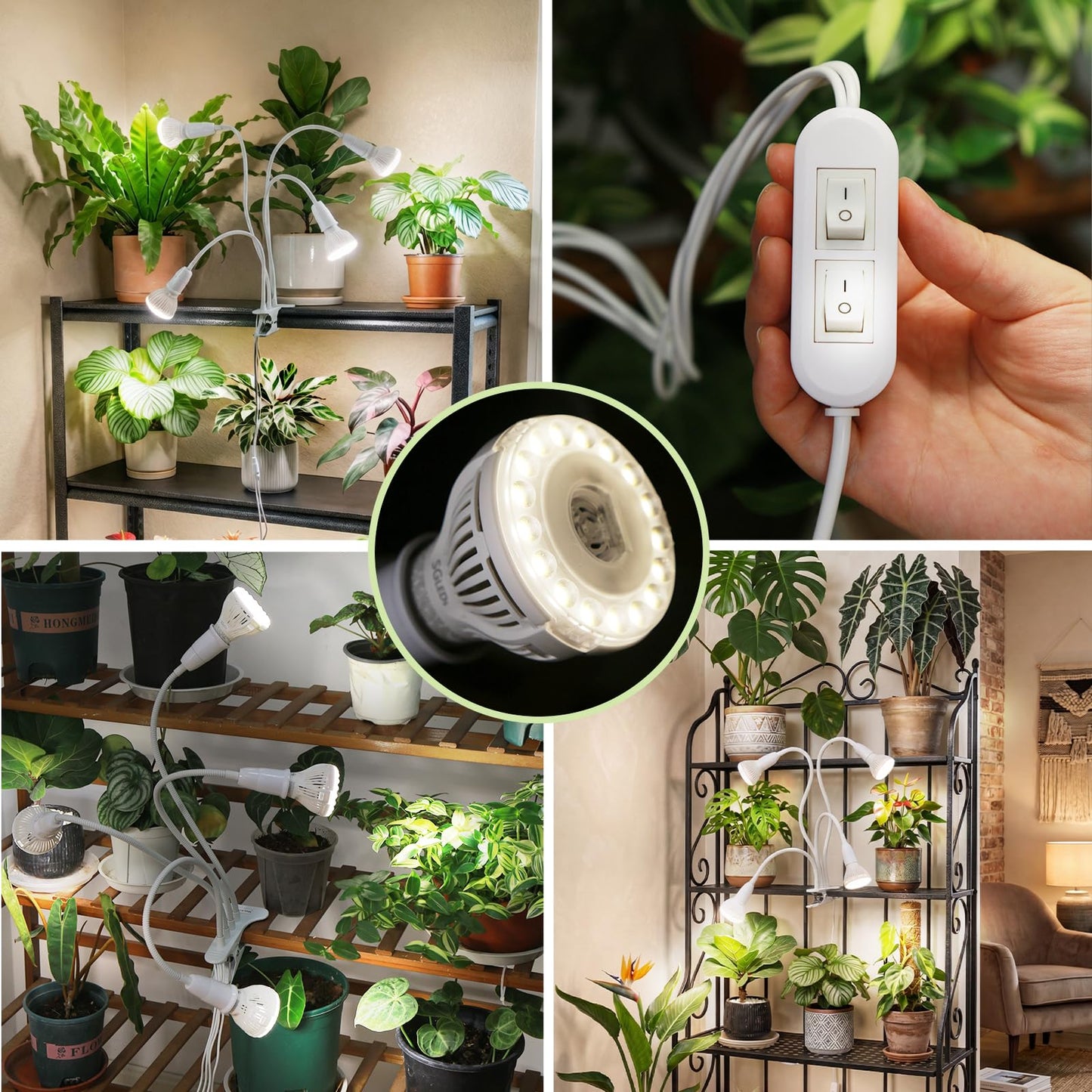 SGLEDs Grow Lights for Indoor Plants, LED 40 W Full Spectrum Bulb Replaceable Plant Light, 600 W Equivalent Clip on Grow Light with Optical Lens for Indoor Growing, Lifetime Free Bulb Replacement