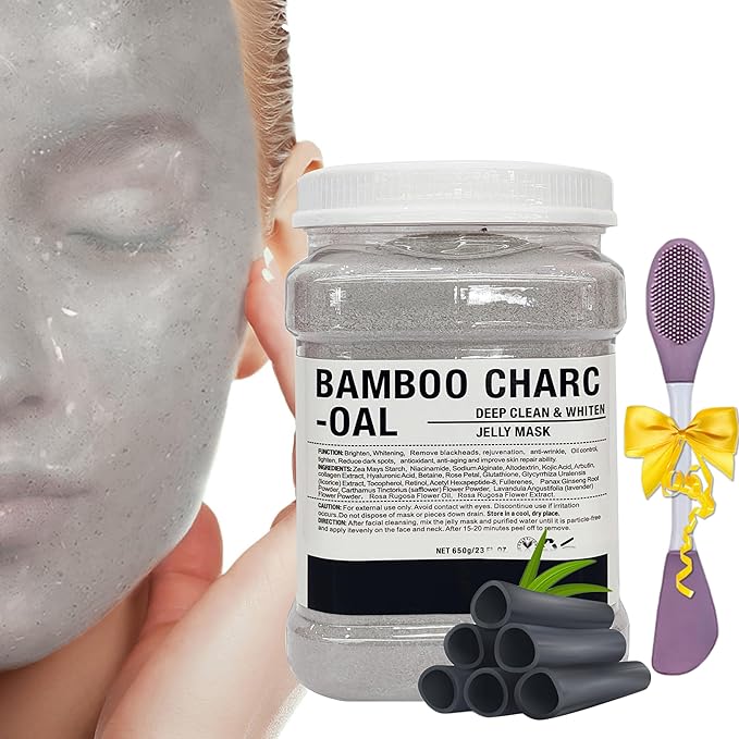 Jelly Mask Powder for Facials,Bamboo Charcoal Jelly Mask for Facials Professional,Hydro jelly Mask,Peel Off Jelly Face Masks for Deep Pore Cleansing DIY SPA 23 FL OZ Mask Powder