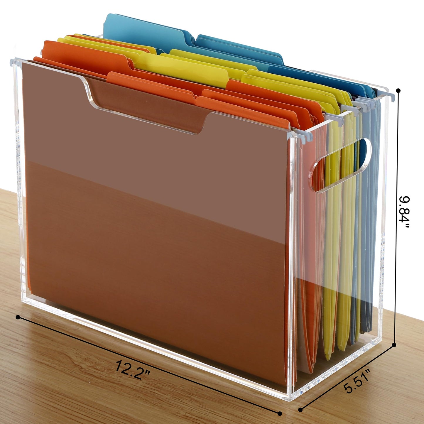 DINGHUO Acrylic File Folder Organizer, Hanging File Organizer Box, File Holder with Handles for Letter Size/A4, Clear File Box Desktop Folder Storage for Office Home Work -1 Pack