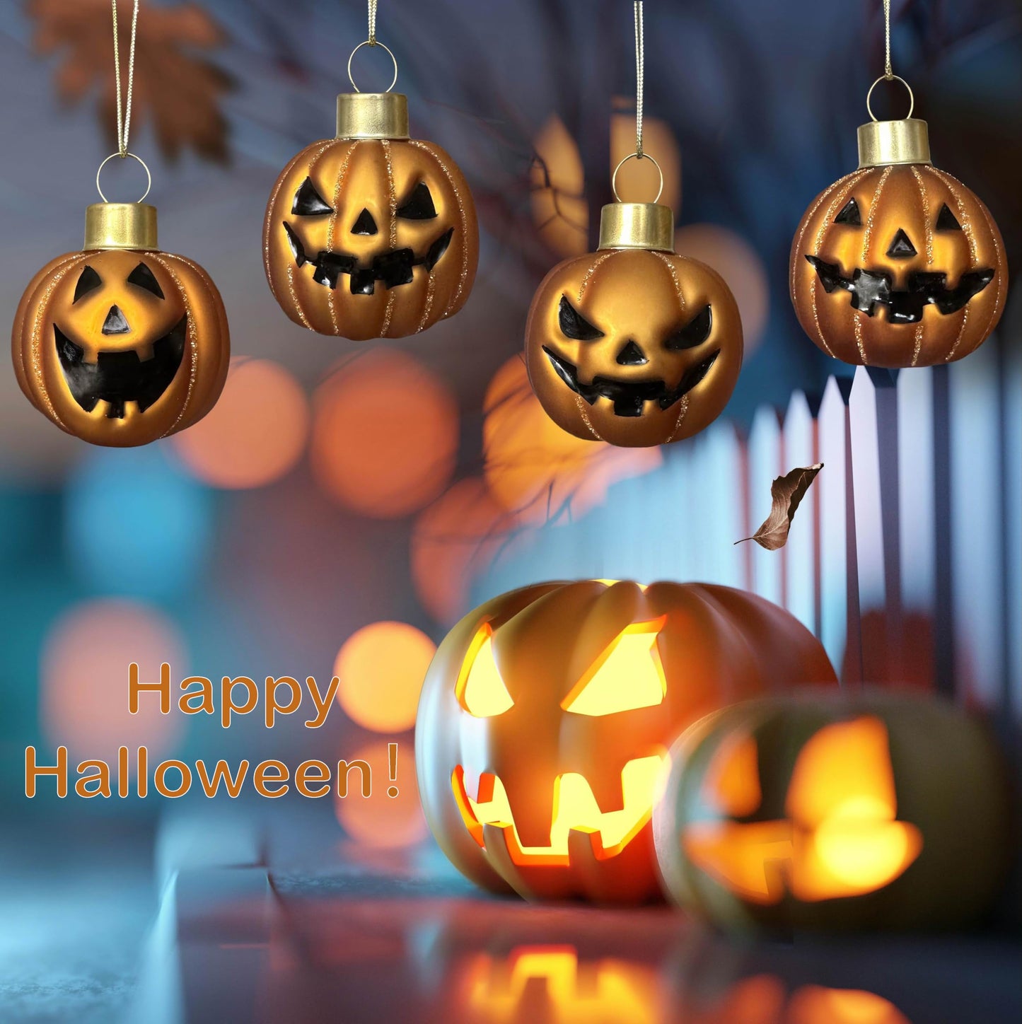 VGEUNA Painted Glass Halloween Pumpkin Ornaments Mini Decorative Hanging Ornaments for Halloween Set of 12