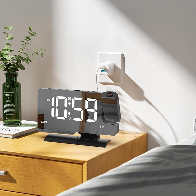 Lamisola Projection Alarm Clock for Bedroom Ceiling, Black Digital Clock
