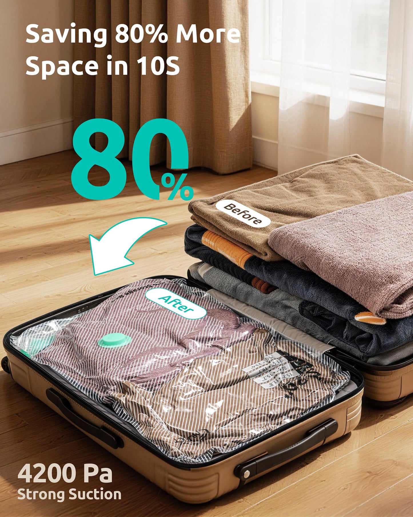 NUTICT 16 Pack Vacuum Storage Bags for Travel, 2000mAh Rechargeable Wireless Air Pump, Long-Term Reusable Vacuum Seal Bag for Clothes & Blankets, Compression Space Saver for Luggage and Suitcase