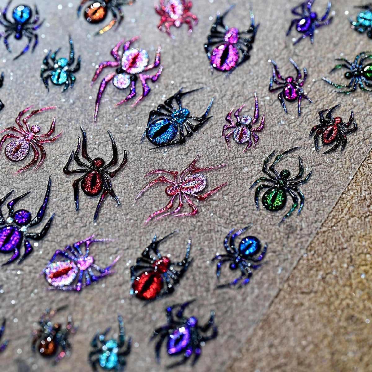 1 Sheets Halloween Nail Stickers for Nail Art 5D Embossed Self-Adhesive Spider Web Nail Art Stickers Laser Spider Web with Glitter Nail Supplies Halloween Nail Decals for Women Acrylic Manicure