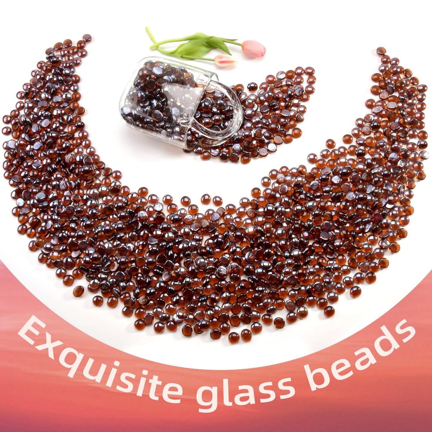 RUOJAS 20 Pounds Amber Fire Glass Beads 3/4 Inch Firepit Gems for Fire Pit Table, Fireplaces, Fire Bowl, Garden Landscaping & DIY Crafts