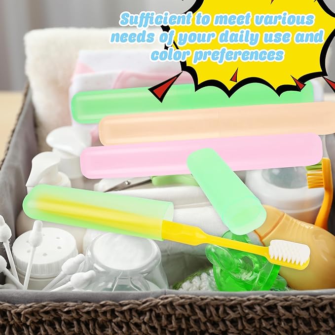 140 Pieces Plastic Toothbrush Case Travel Toothbrush Holders Portable Dust-proof Toothbrush Cases for Travel Bathroom Indoor Outdoor Travel Trip Camping School