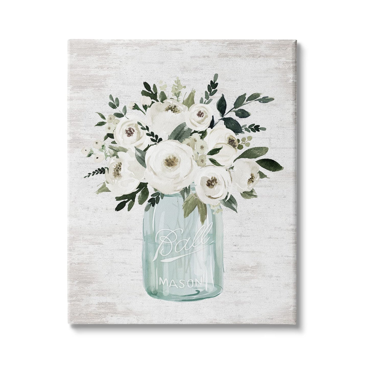 Stupell Industries White Ranunculus Floral Bouquet Blue Canning Jar, Design by Lettered and Lined