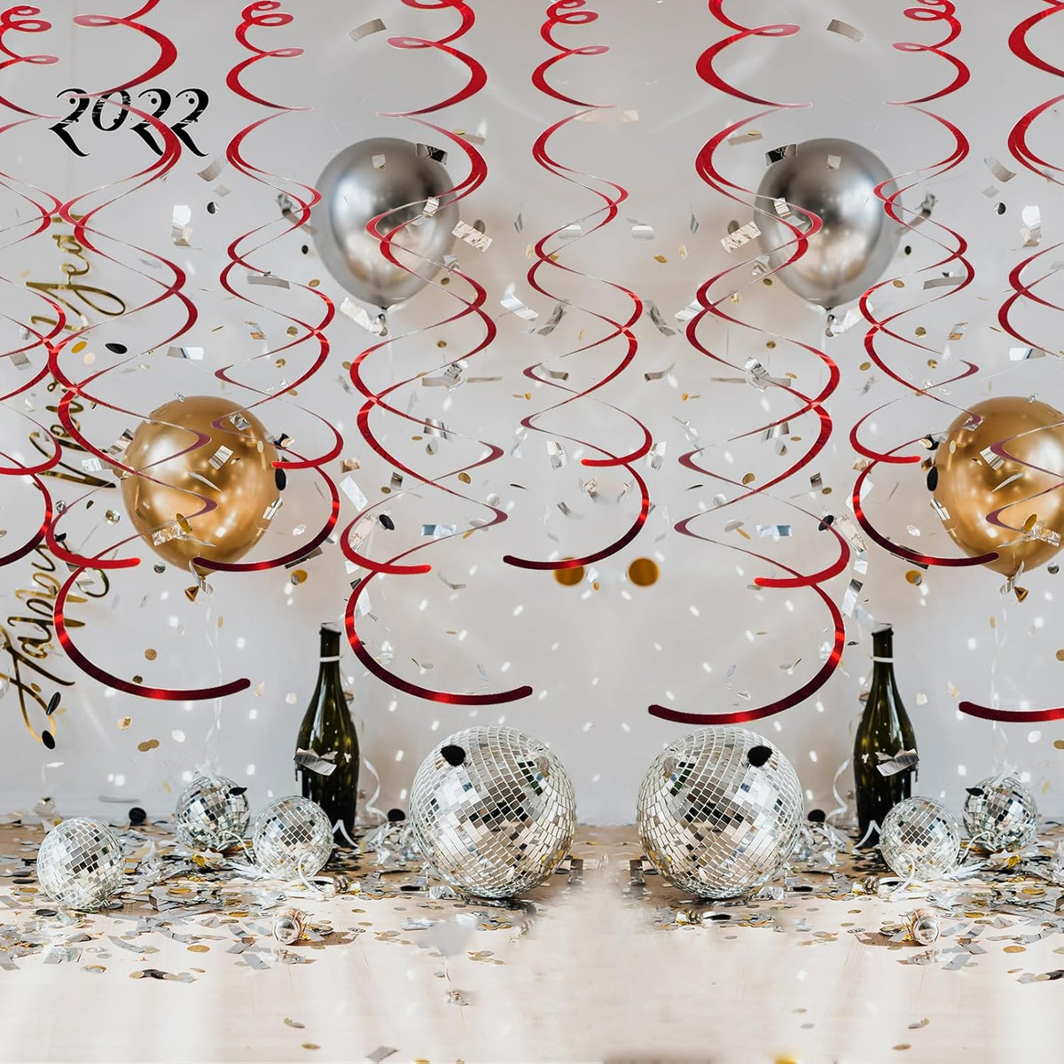 30 Pcs Red Hanging Swirl Party Decorations,Sparkle Red Birthday Ceiling Decorations,Streamers for Wedding Party Anniversary Graduation Christmas (Red)