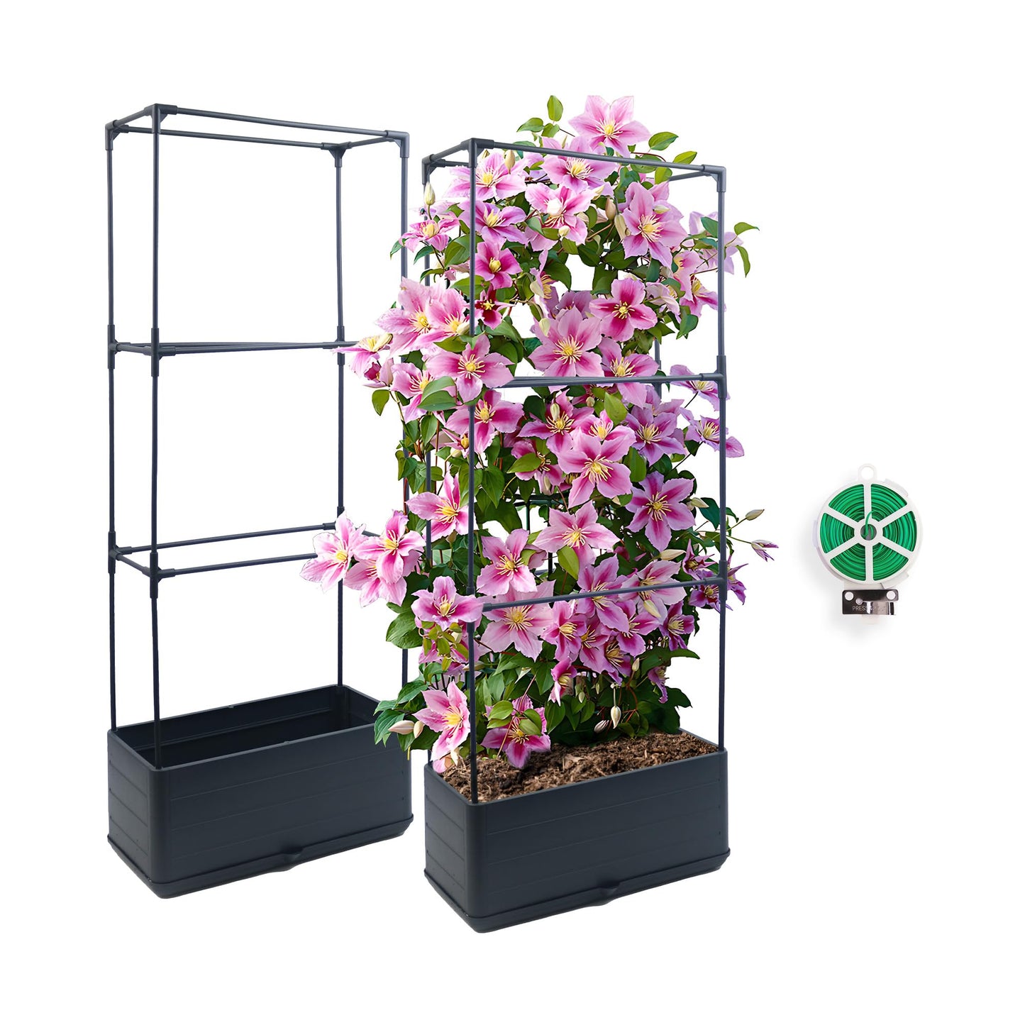 Sumloty 2Pack Raised Garden Bed Planter Boxe with Trellis, 43.4" Self Watering Tomato Raised Planter Box with Trellis for Climbing Vegetable Flowers and Plants, Tomato Cage for Indoor Outdoor Use