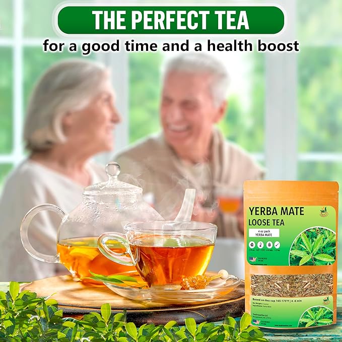 Yerba Mate Tea - Green Cut & Sifted - Unsmoked Energy Boost - 4 oz Loose Tea - Packed with Nutrients - Your Perfect Coffee Replacement