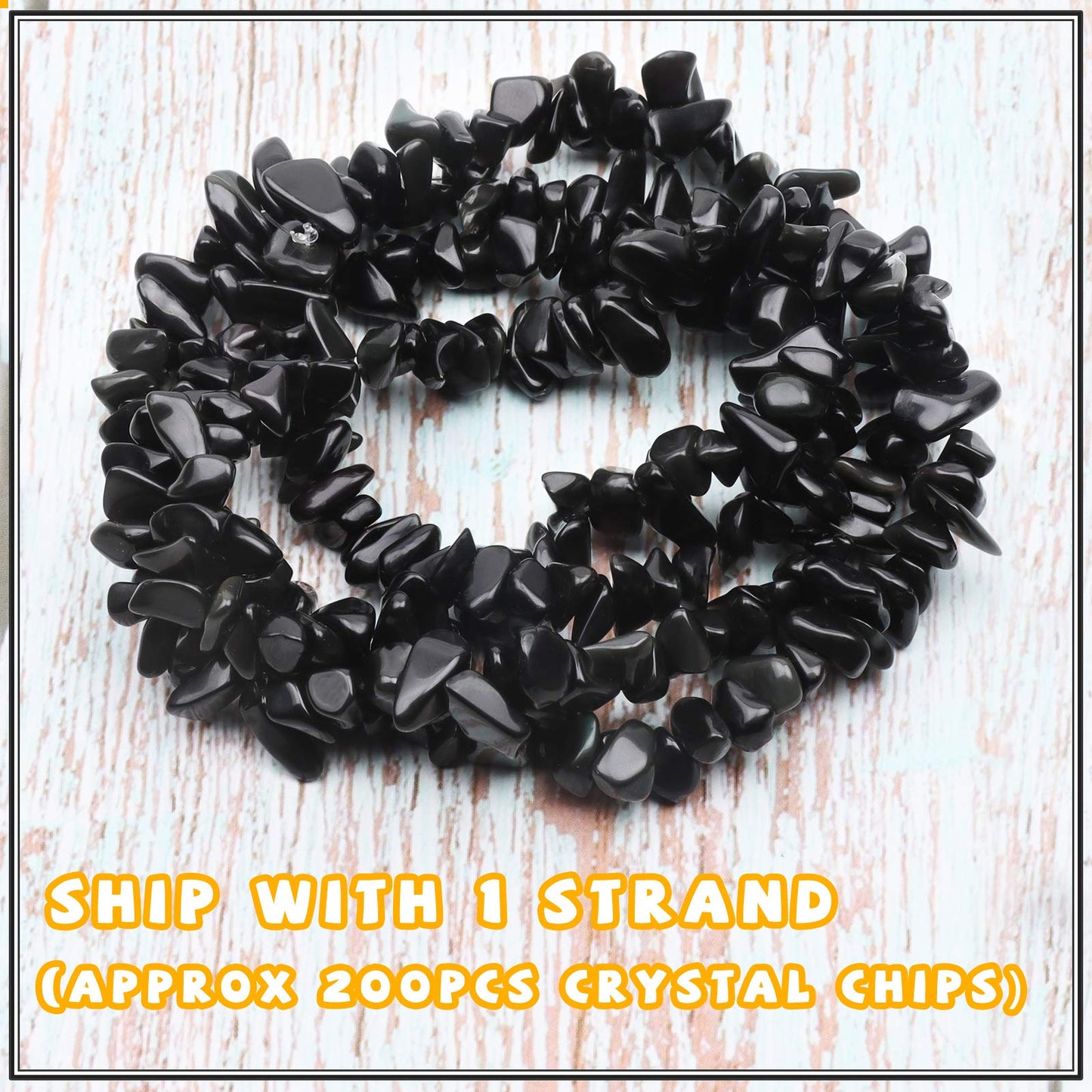 500 pcs Natural Chip Stone Beads, Black Obsidian Onyx 5-8 mm Irregular Gemstones Healing Crystal Loose Rocks Bead Hole Drilled for Jewelry Making Bracelet