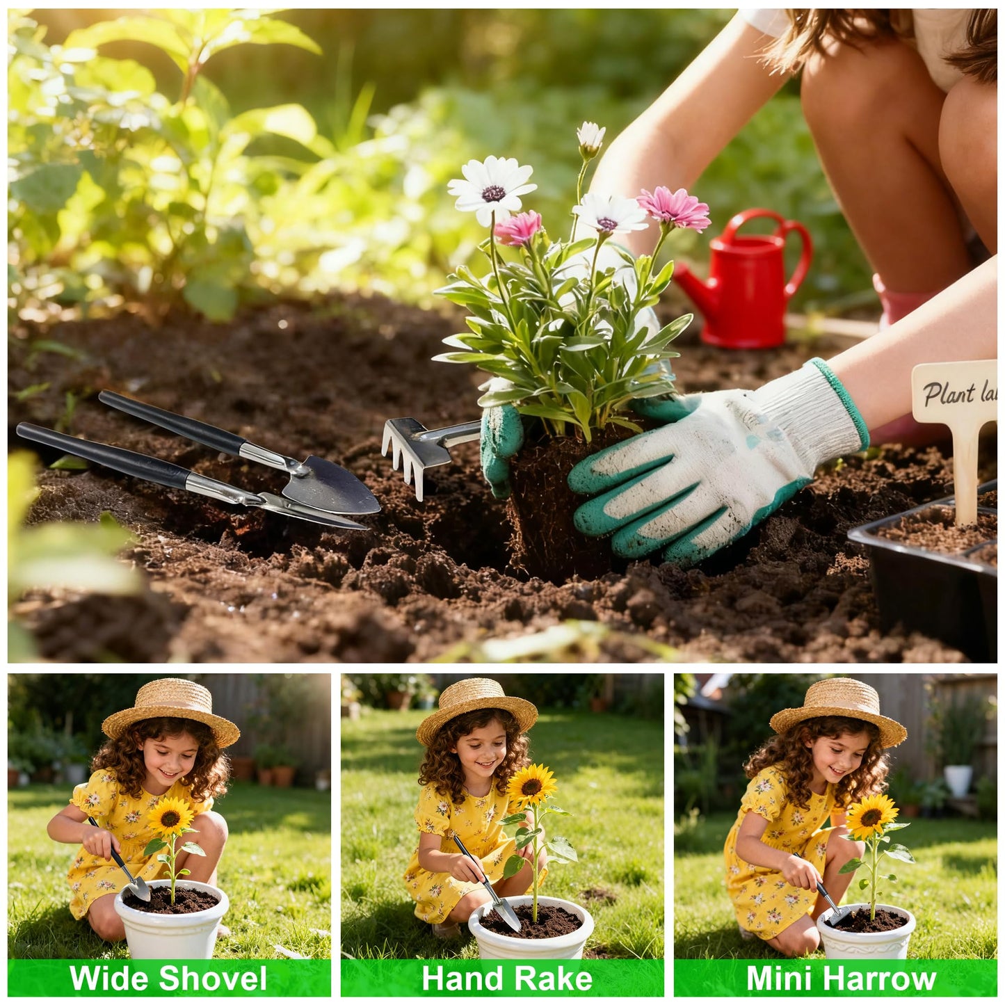 Gardening Tools 20-Piece Gardening Hand Tools, Garden Tools Set for Beginner, Includes Bonsai Wire Kit, Plant Mat & Mini Rake, Gifts for Women