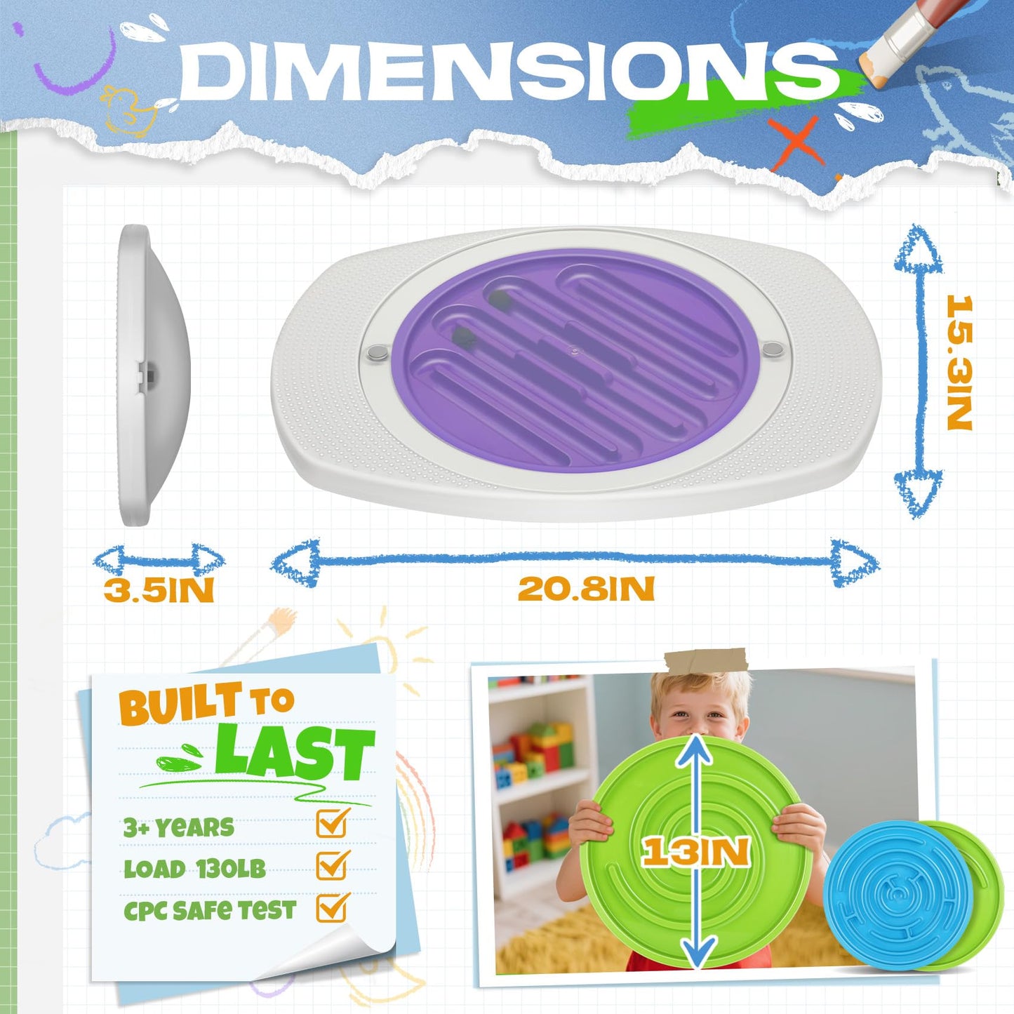 Balance Board Maze for Kids Sensory Training - 20" Wobble Board to Develop Coordination & Reduce Screen Time - 3 Difficulty Levels for More Fun - Ideal Load 100lbs - Meaningful Gift for Children