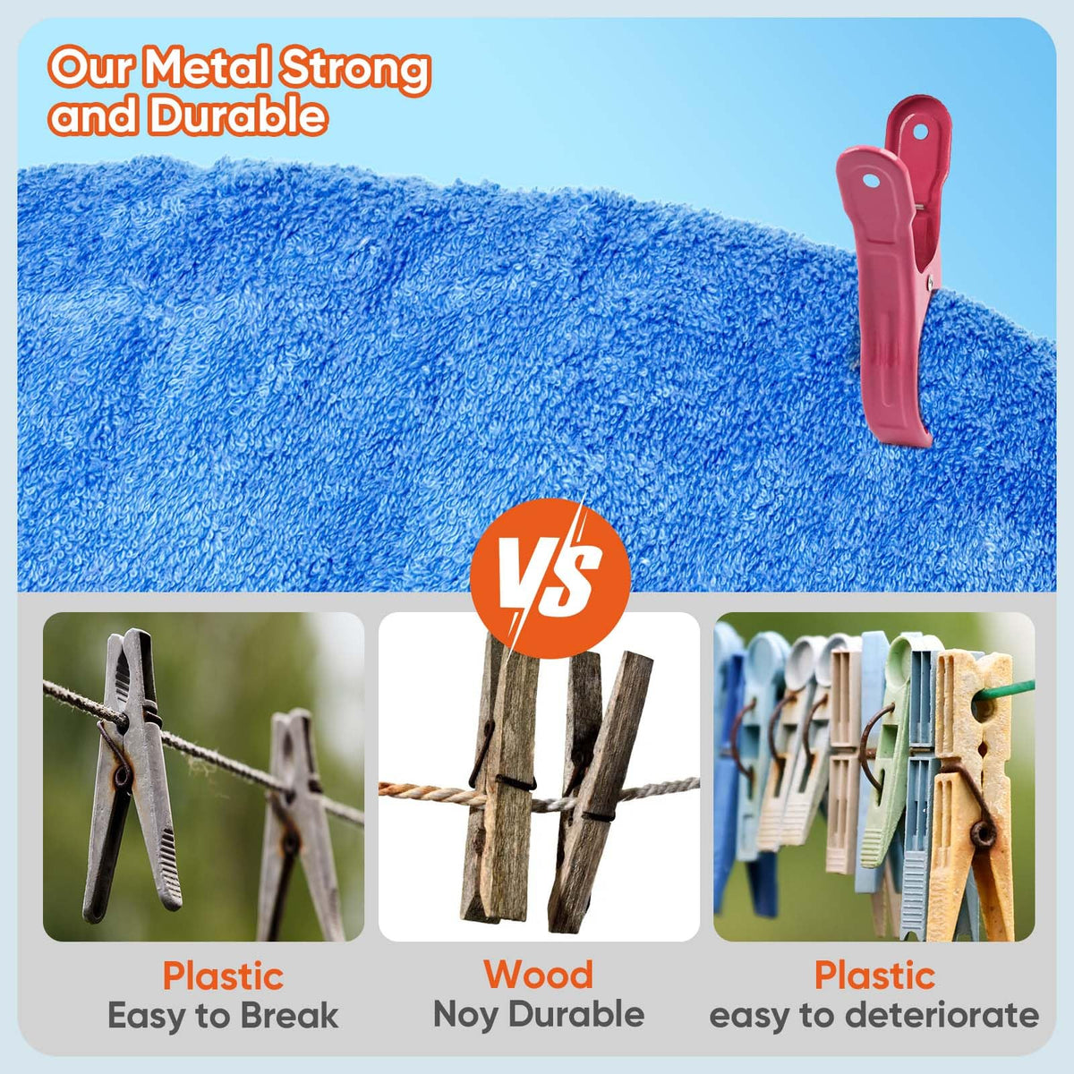 10 Pack Metal Beach Towel Clips (10 Count)