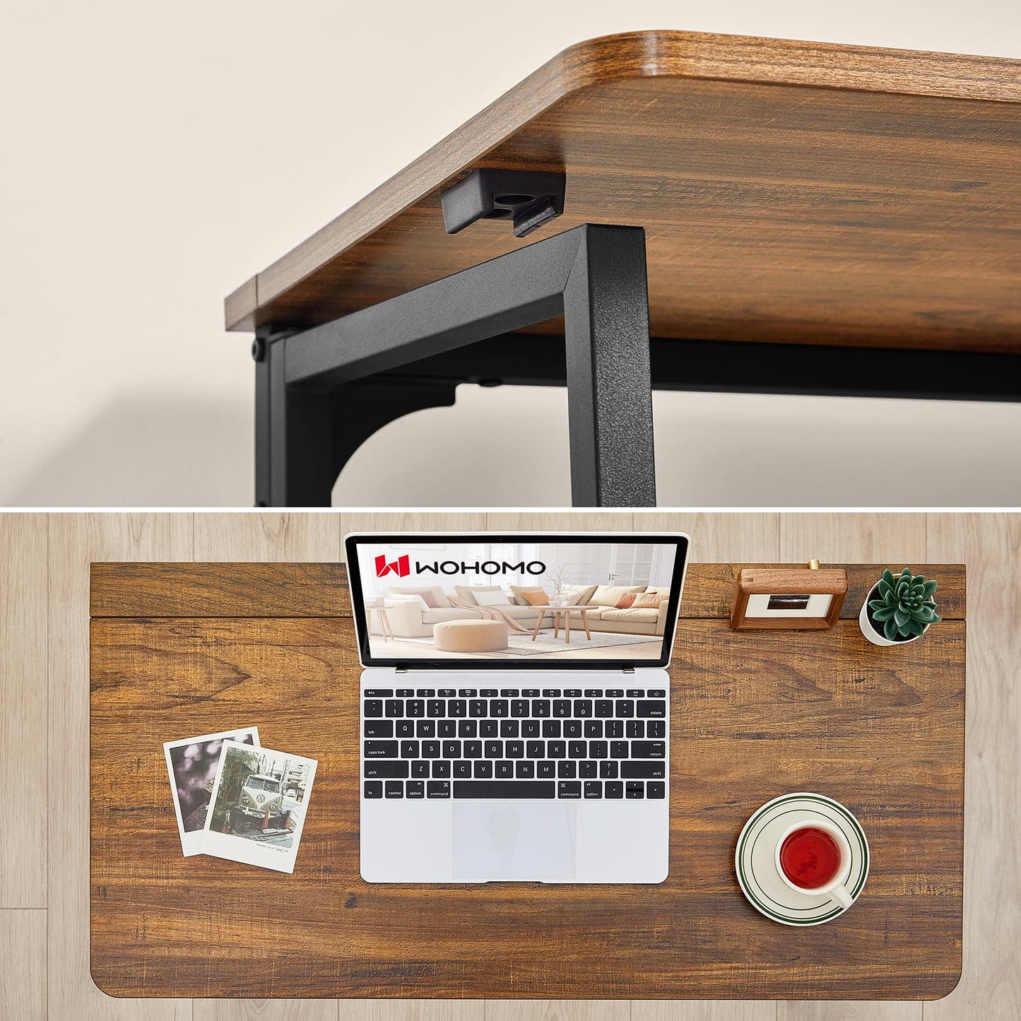 WOHOMO Folding Desk for Small Spaces, 31.5 Inch Foldable Computer Desks, Small Desk for Home Office, Study, Bedroom, Space Saving Writing Work Computer Table, Easy to Fold, Rustic Walnut