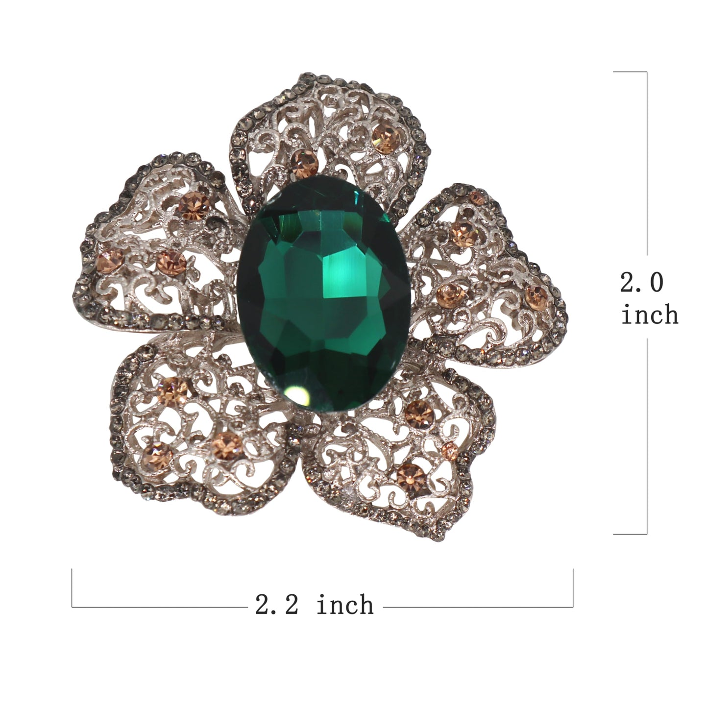AUGTIGER Green Flower Brooch Pins for Women Fashion Statement Jewelry
