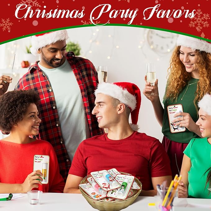30 Pack Christmas Lip Balms Bulk Christmas Party Gifts Favors Stocking Stuffers Holiday Lip Balms Employee Staff Team Appreciation Gifts Thank You for Teacher Coworkers (Cute)