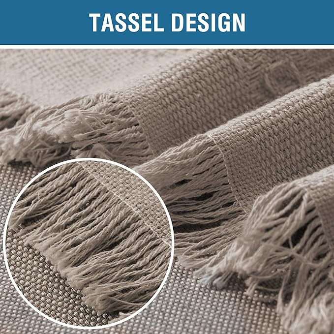 H.VERSAILTEX Cotton Sofa Covers Couch Cover Sofa Slipcover for Most Shape Sofas, Feature Thick Woven Jacquard Seamless with Tassels, Multi-Use Decorative for Couch (Large: 71" x 102", Sand)