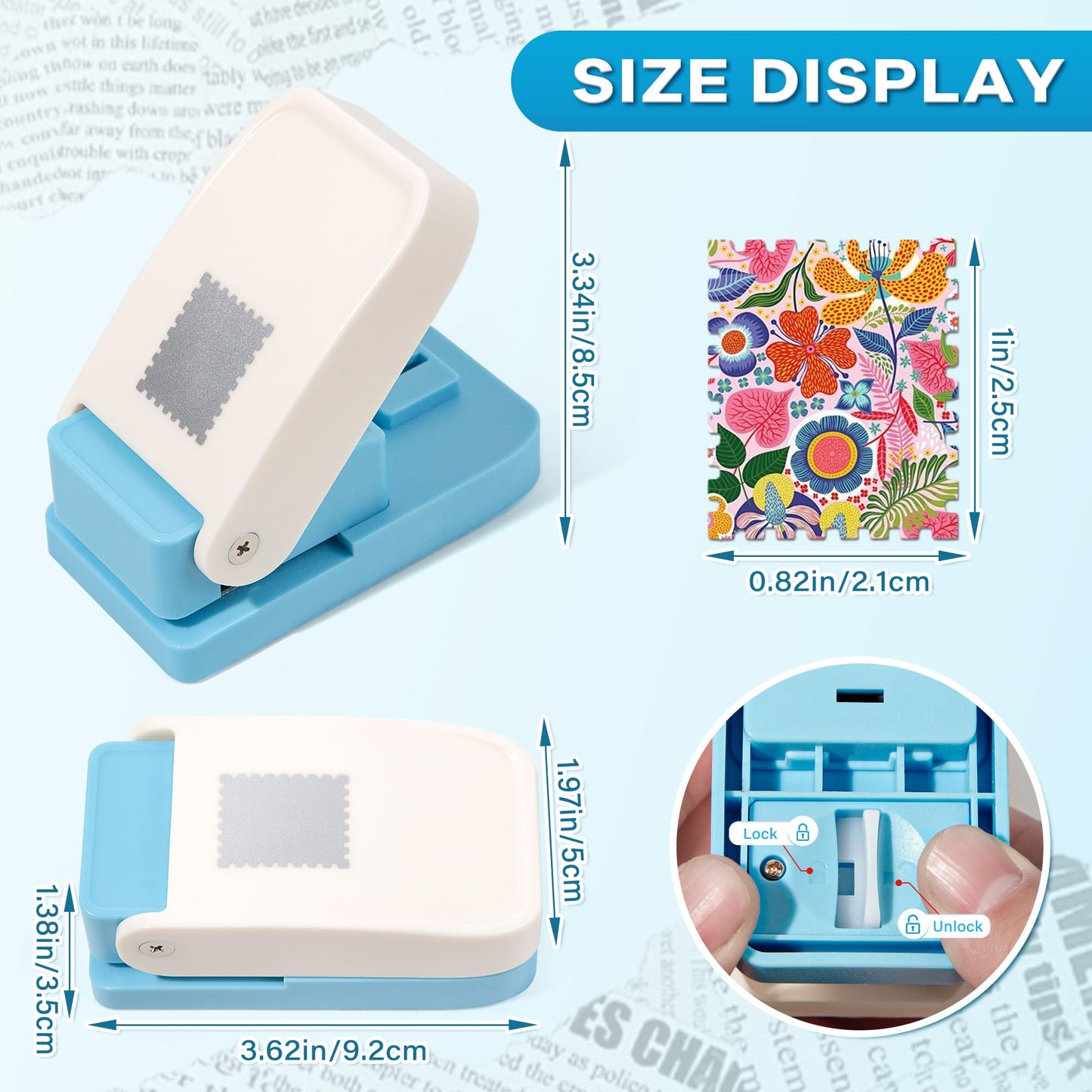 Postage Stamp Puncher,1x0.8 inch Rectangular Postage Stamp Puncher,Paper Punch,Stamp Hole Puncher,Stamp Cutter,Portable Stamp Punching Machine for Envelope，Scrapbooking, Card Making, DIY Arts.