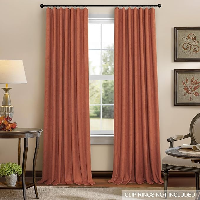 Rust Blackout Curtains for Living Room 102 Inch Length 2 Panels Set Linen Textured Thermal Terracotta Black Out Window Drapes for Bedroom Patio Sliding Glass Door Vertical Blinds Home Office 102 Long