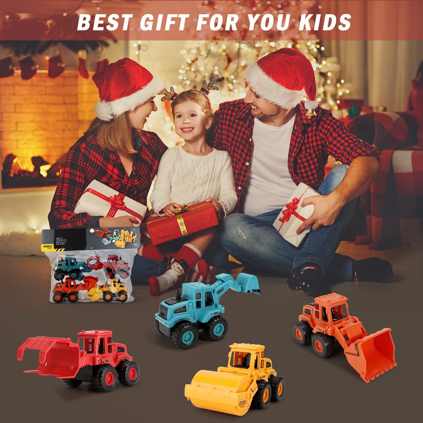 4Pcs Construction Toys,Friction Powered Construction Truck Toys Vehicles,Push and Go Construction Sand Truck Toys,Outdoor Toys with Bulldozer Excavator Roller Truck Gift for 3 4 5 6 7 8 Year Old Boys