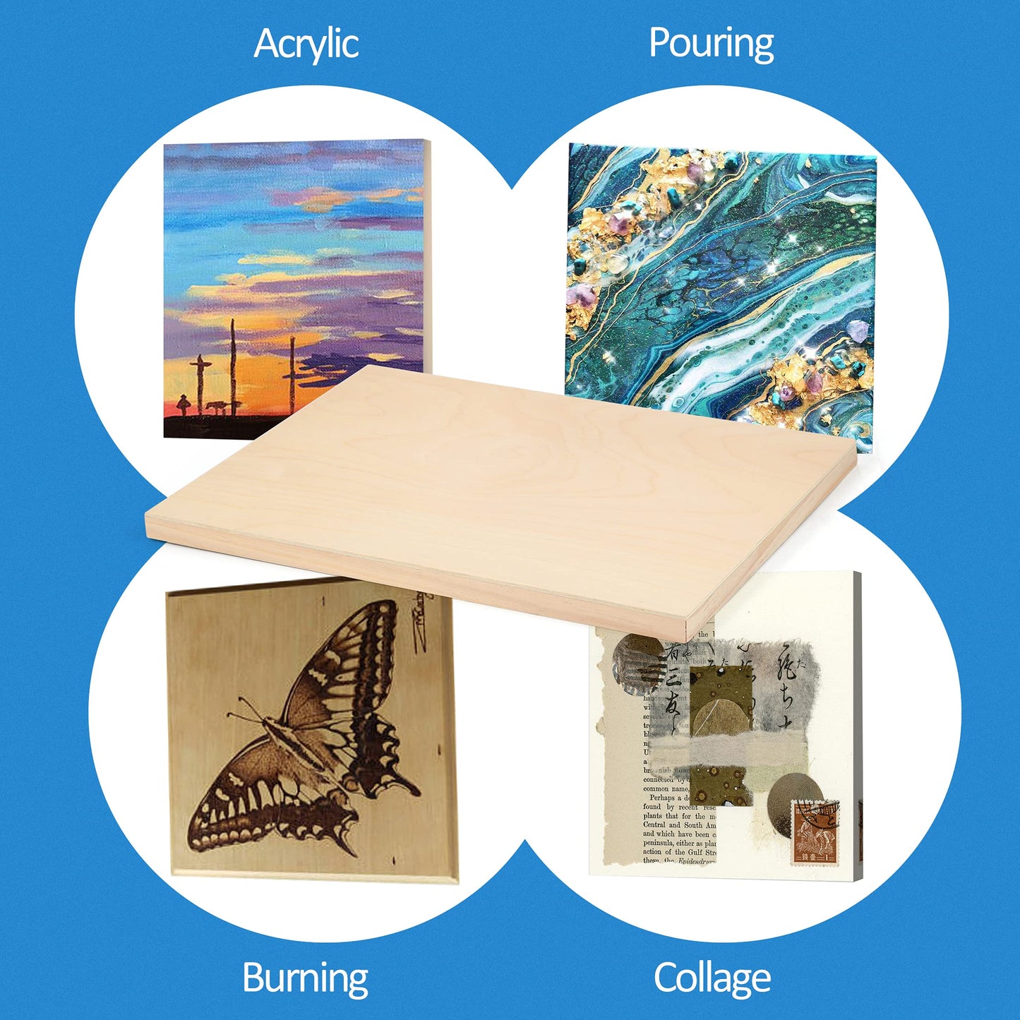 Falling in Art Unfinished Birch Wood Panels Kit, 2 Pack of 12x16’’ Studio 3/4’’ Deep Cradle Boards for Pouring Art, Crafts, Painting, and More