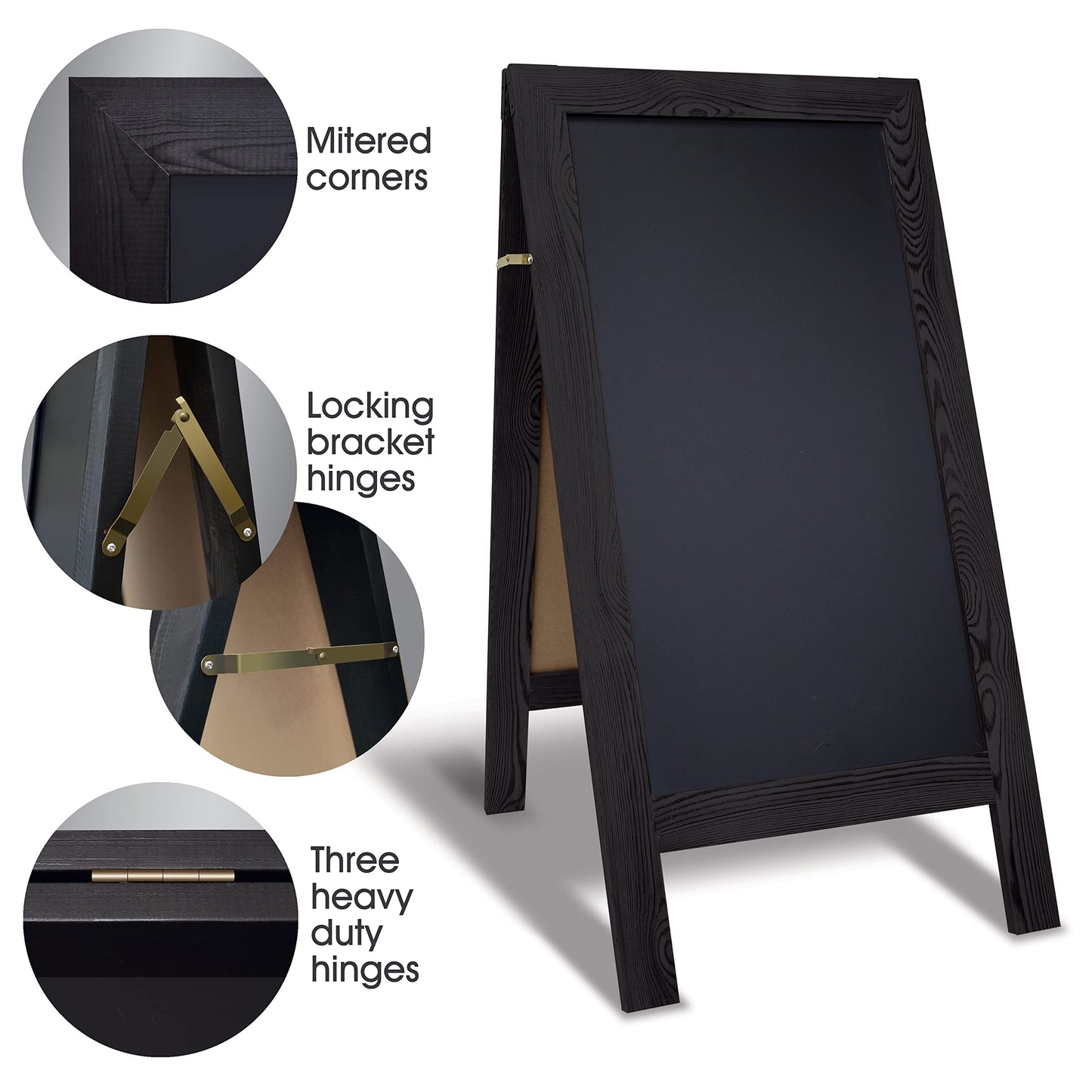 Better Office Products Magnetic A-Frame Chalkboard Sign, Extra Large 20" x 40", Standing Chalkboard Easel, Deluxe Set with Multiple Accessories, Outdoor Sidewalk Sandwich Board Sign,(Black)