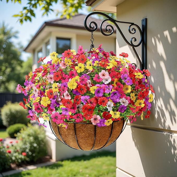 Alupssuc 24 Bundles Artificial Flowers for Outdoors Decoration, UV Resistant Silk Faux Daisy Flora Spring Fake Plastic Plants Greenery for Outside Indoor Yard Home Porch Window Box Decor, Mix 6 Colors