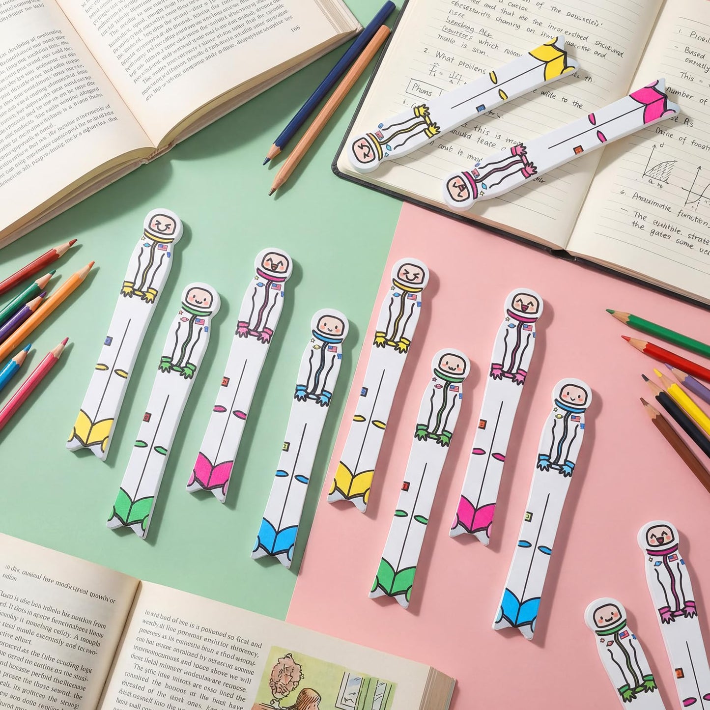 Junkin 32 Pcs Spaceman Writing Tools Spacers for Writing Handwriting Spacer Tool Classroom Management Tools for Students to Learn Proper Word Spacing