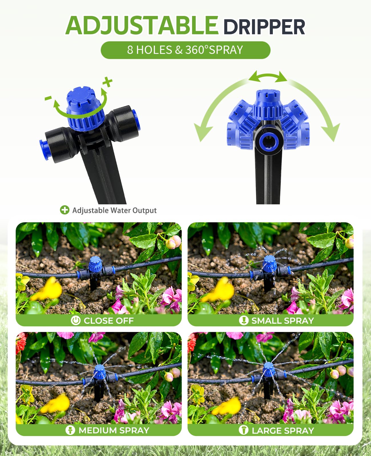 HIRALIY 50FT Garden Watering System, Drip Irrigation Kits for Plants, New Quick Connector, Blank Distribution Tubing, Saving Water Automatic Irrigation Equipment for Patio Lawn