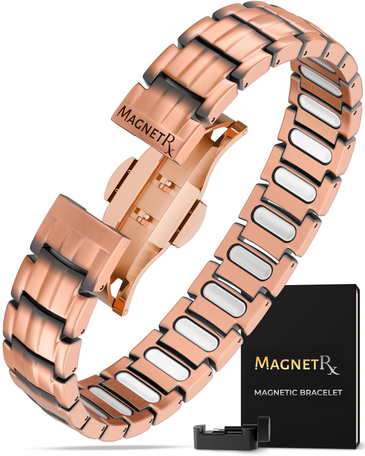 MagnetRX® Magnetic Copper Bracelet for Men — EllipseMAX 5X Strength 5,000 Gauss Magnets — Designed in USA & Patent Pending — Premium Mens Copper Bracelet with Adjustable Length