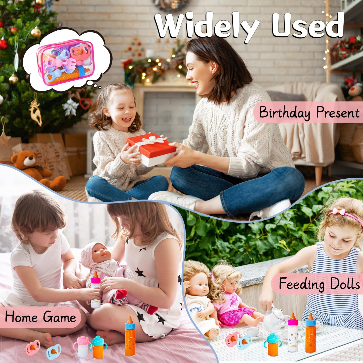 Woozettn 26 Pcs Baby Doll Accessories Magic Bottle Set,Pretend Play Feeding Toy Set with Package,Doll Feeding Set for Kids Girls,Magic Disappearing Juice Milk Bottles,Sippy Cups,Pacifiers,Bowl Spoons