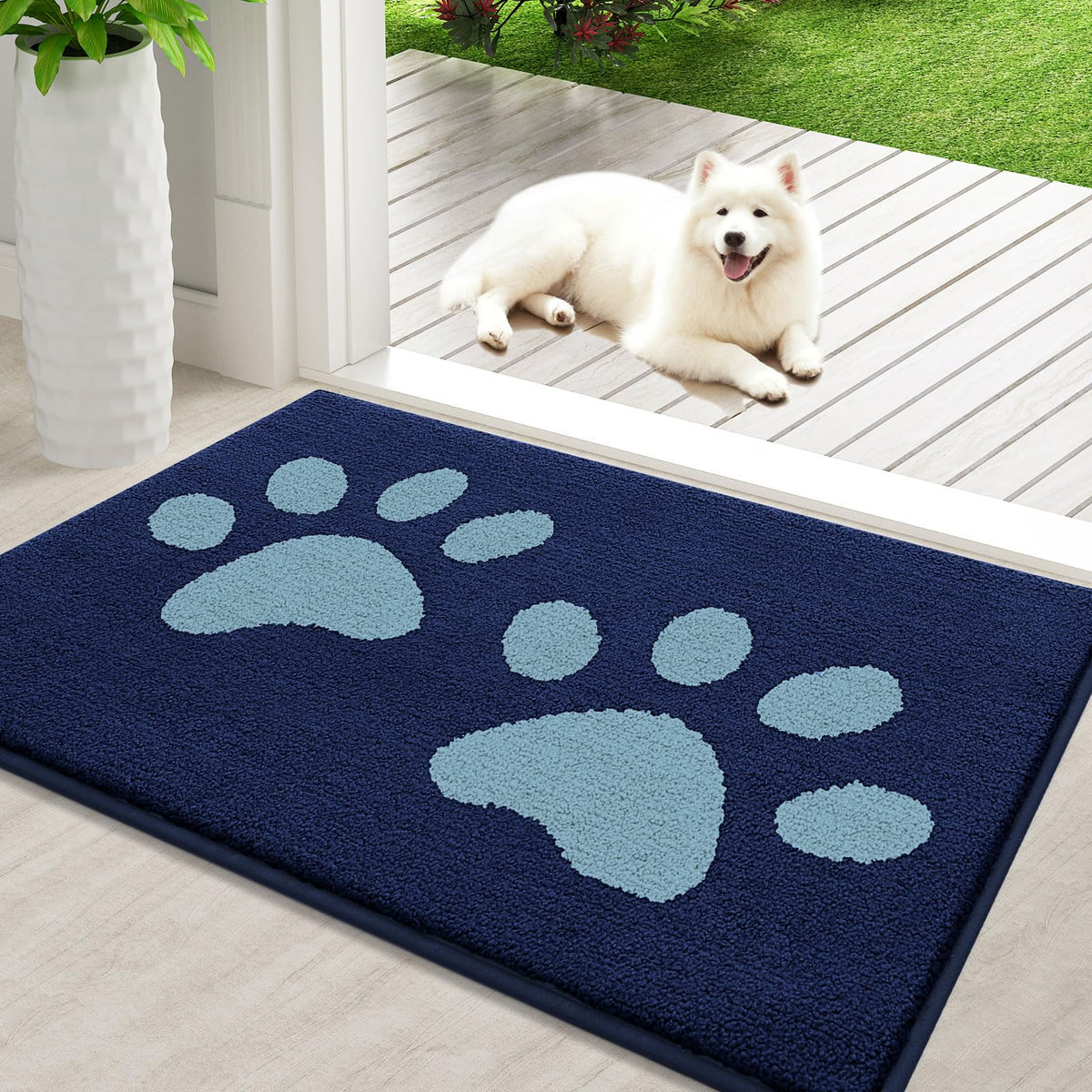 Buganda Dog Door Mat for Muddy Paws 36x24, Absorbent Doormat for Inside