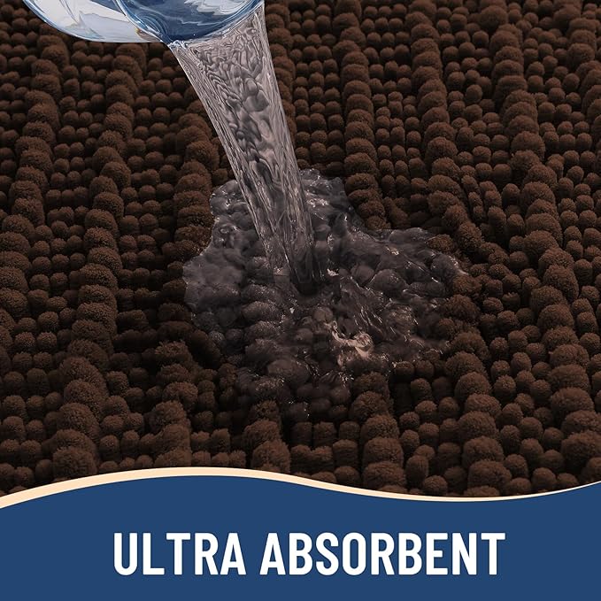 Arotive Luxury Chenille Bathroom Rug Mat, Extra Soft Thick Absorbent Shaggy Bath Rugs, Non-Slip Machine Wash Dry, Plush Bath Mats for Bathroom, Shower and Tub, 36x24, Brown