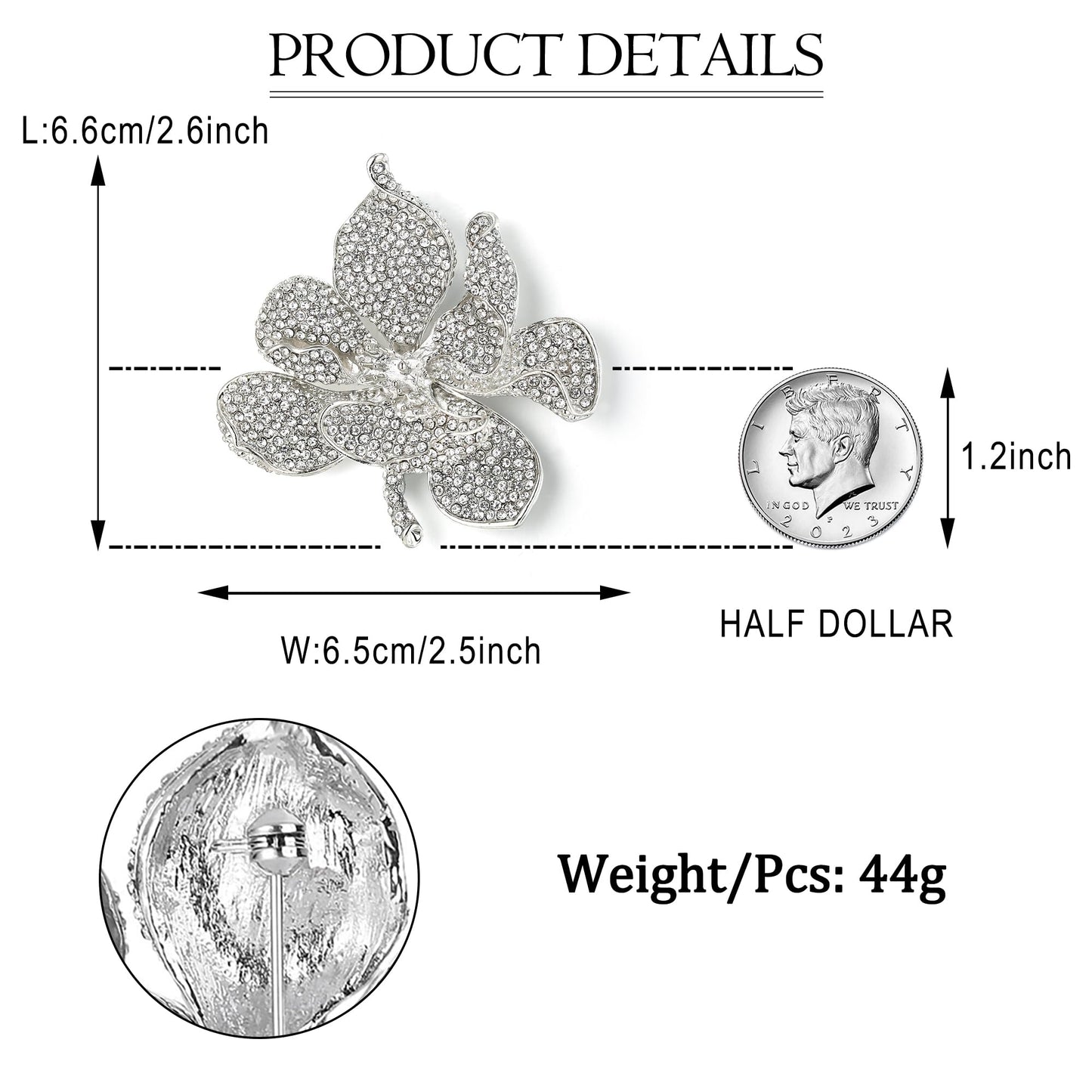 EVER FAITH Women's Austrian Crystal Orchid Flower Petal Brooch Clear Silver-Tone