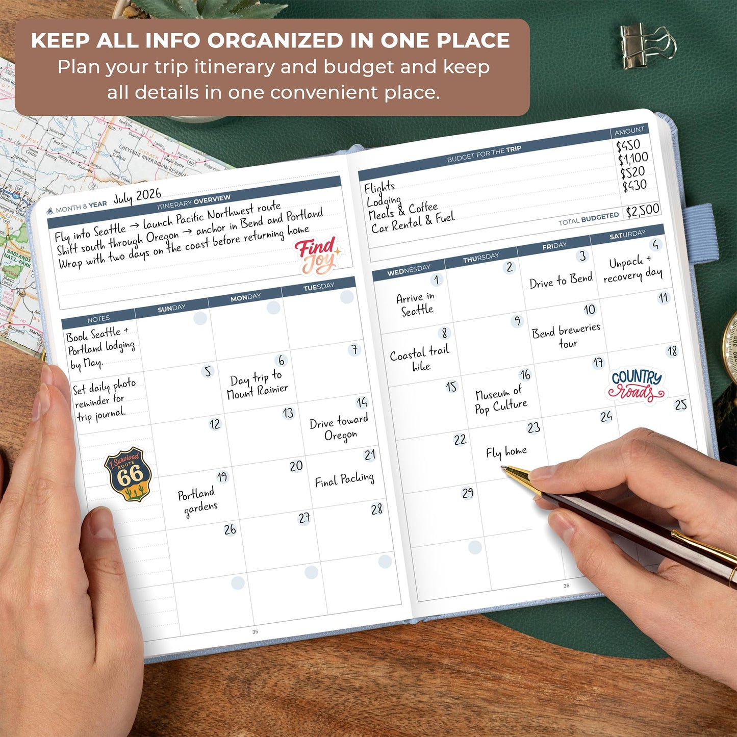 Clever Fox U.S. Travel Planner – USA 50 States Travel Journal with Bucket Lists, Trip Itinerary, Trip Budget & Expense Tracker, Hardcover Exploring United States Book (Periwinkle)