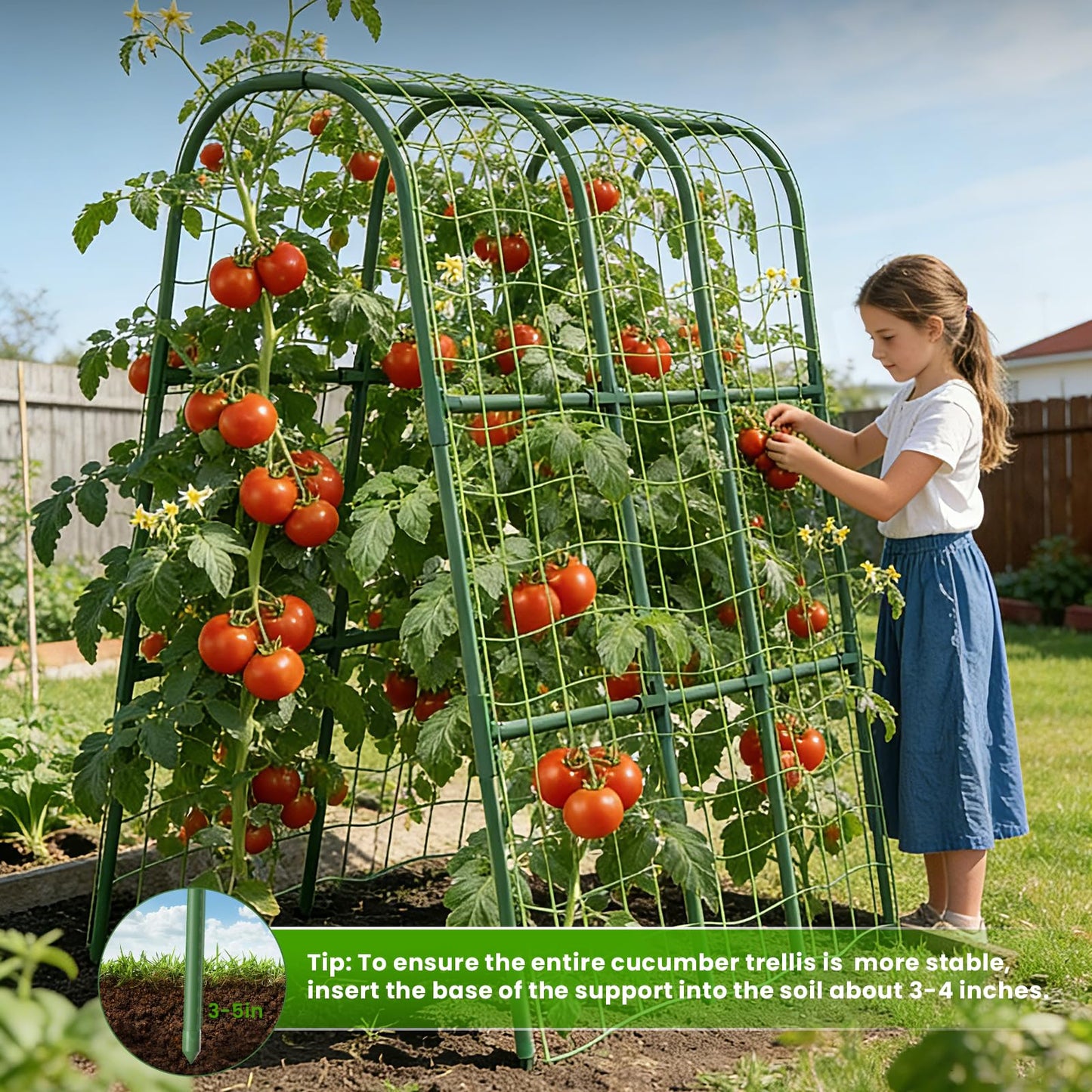 Cucumber Trellis for Raised Bed, U-Shape Garden Trellis for Climbing Plants Outdoor, Metal Arch Vegetables Trellis, Plant Support for Grape Vine Beans Squash Peas Flower