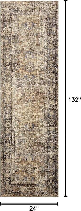 Loloi Amber Lewis Morgan Collection MOG-01 Sunset/Ink 2'-3" x 11'-6" 38" Thick Runner Rug feat. CloudPile, Neutral, Room Décor, Vintage Inspired, Livingroom, Bedroom, Dining Area