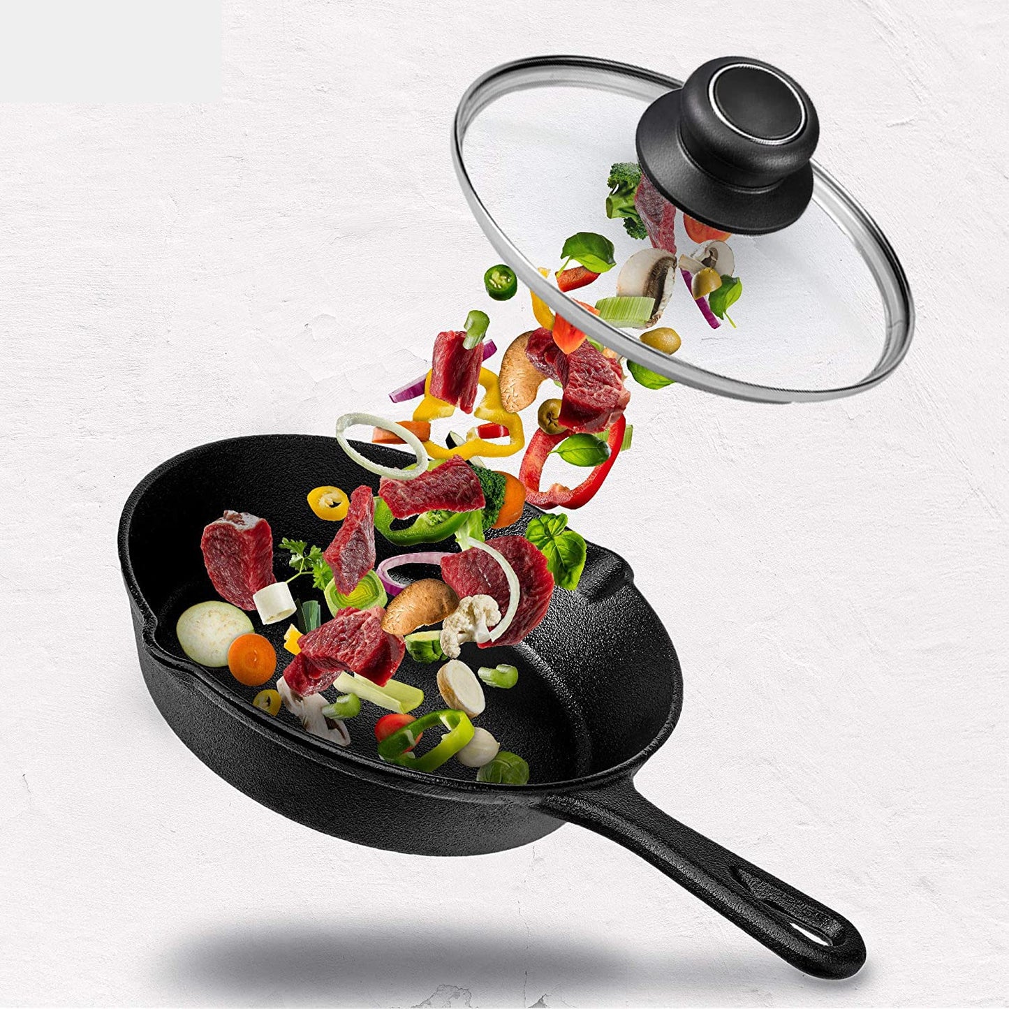 15.4 Inch Tempered Glass Lid Replacement Cover for 15.4" Cast Iron Skillets, Frying Pans and Wok, Clear