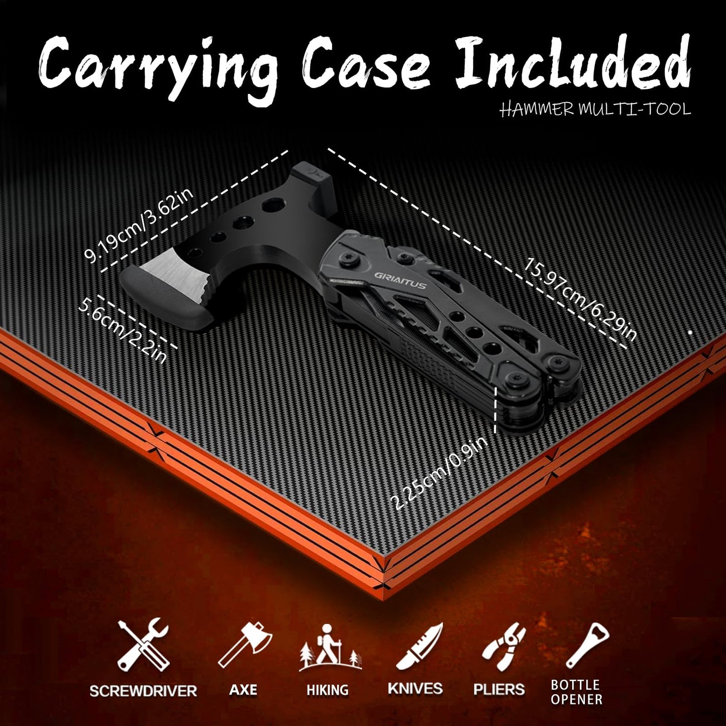 Camping Essentials Multitool Camping Accessories Gifts for Men 16 in 1 Multi Tool Survival Gear with Axe Hammer Pliers Saw Screwdrivers Bottle Opener Whistle for Camping Hiking, Gifts for Dad Him