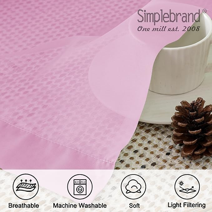Simplebrand Pink Sheer Curtains 63 Inch Length 2 Panels, Rod Pocket Solid Color Window Sheer Curtain Panels, Elegant Curtains & Drapes for Living Room, Bedroom 2 Panels (42" W x 63" L)