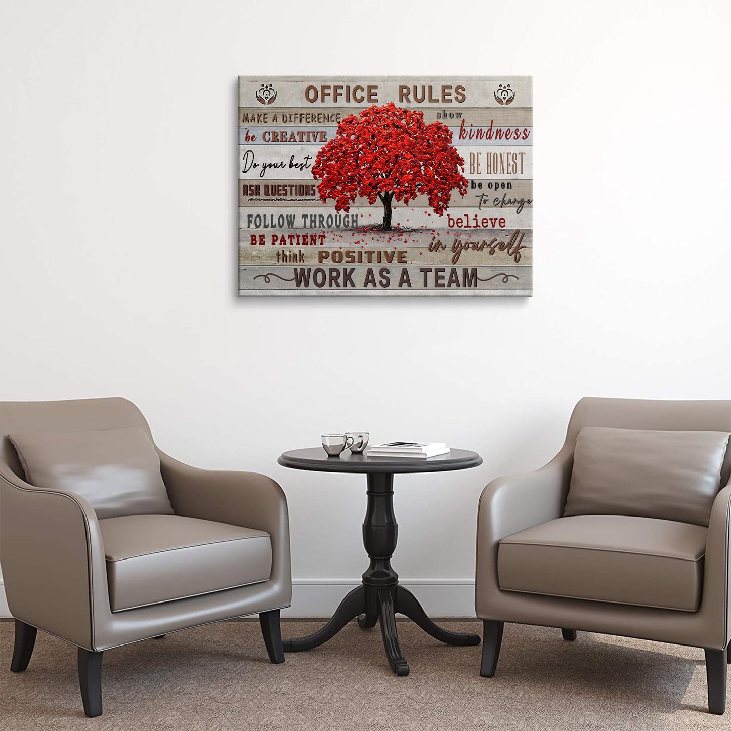 HDXUFJQ Inspirational Wall Art For Office Office Rules Canvas Wall Art Team Rules Motivation Positive Quotes Wall Decor Teamwork Painting Prints for Home Ready to hang(12"x16")