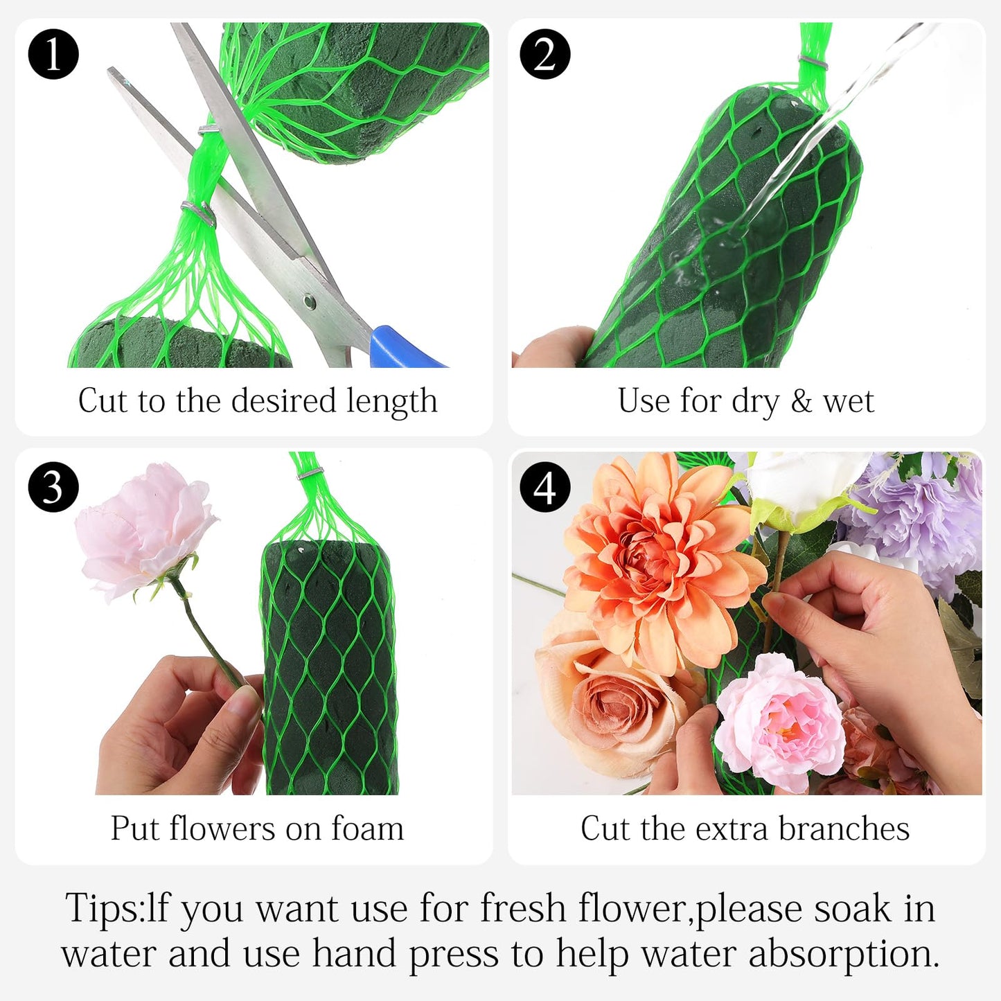 9.2Ft Flower Sponge Blocks Kit 14Pcs Floral Foam Garland – Flexible Flower Holder for Fresh & Artificial Flowers, Wedding Arch, Home & Garden Decor